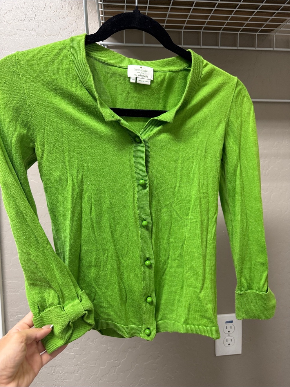 kate spade Bright Green Button-Front Cardigan